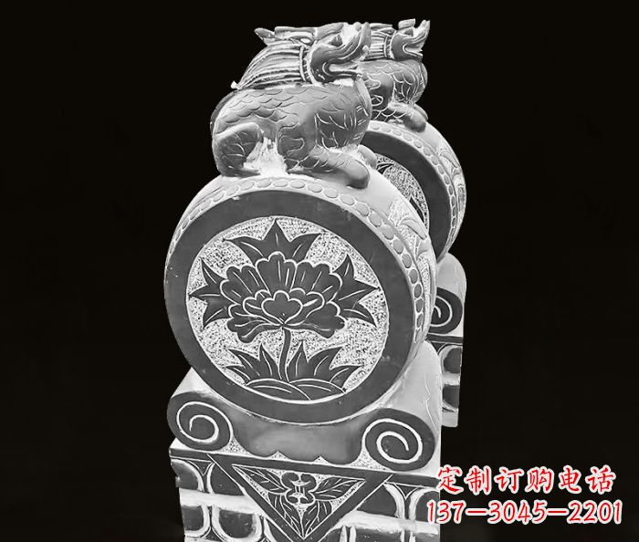 天津仿古麒麟抱鼓石镇宅石门墩