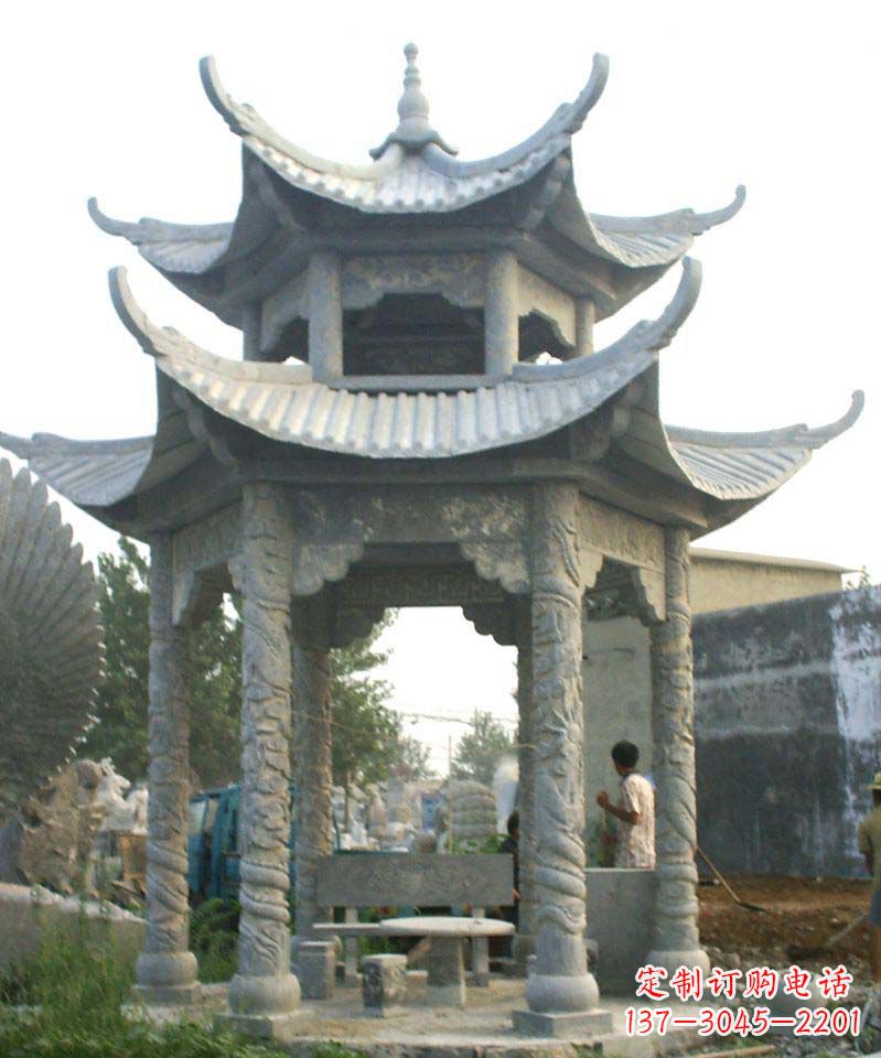 天津传统工艺石雕凉亭,精美细致,给你温馨家园