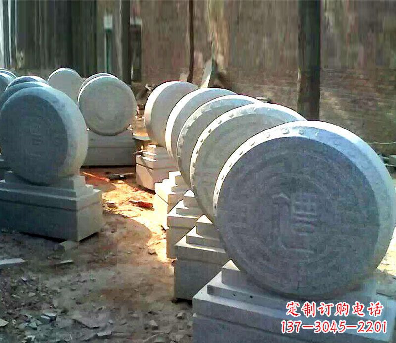 天津仿古石门墩招财抱鼓石雕