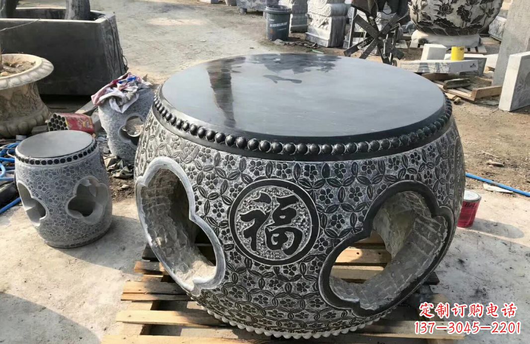 天津中领雕塑 | 精美仿古石桌凳雕塑