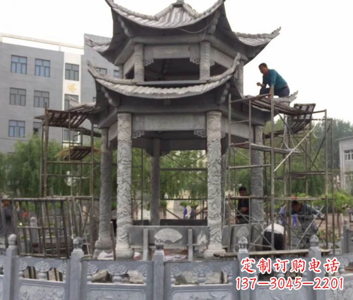 天津仿古双层石雕凉亭