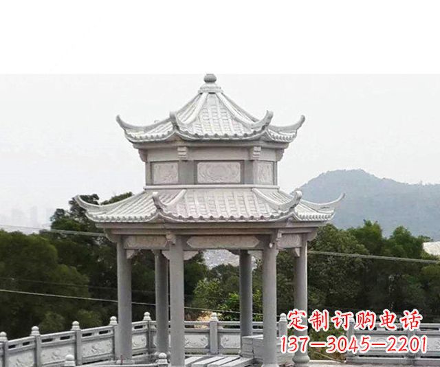 天津仿古双层石雕凉亭