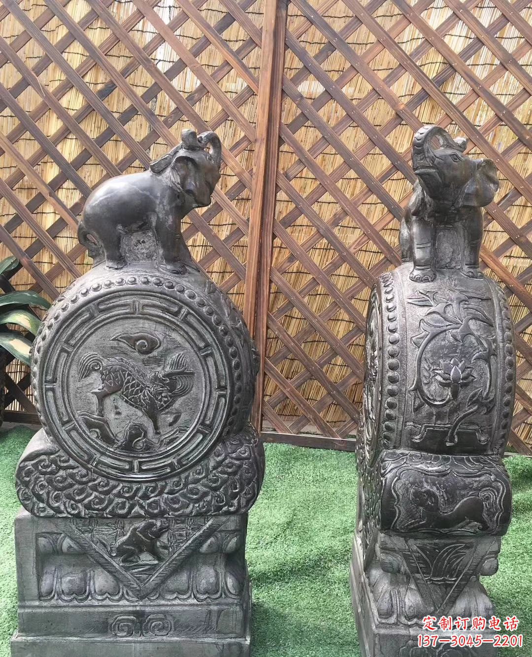 天津仿古小象抱鼔石