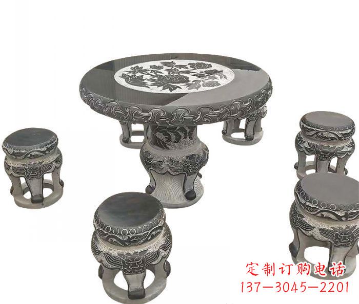天津仿古圆形石桌凳