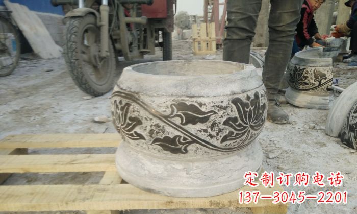 天津仿古圆形水缸石雕 (4)