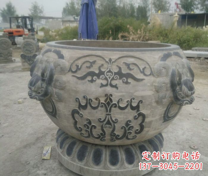 天津仿古圆形水缸石雕 (3)