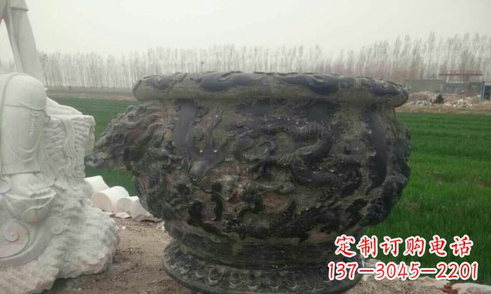 天津仿古圆形水缸石雕 (2)