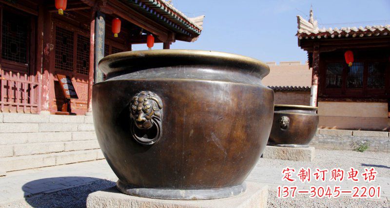天津仿古圆形水缸铜雕