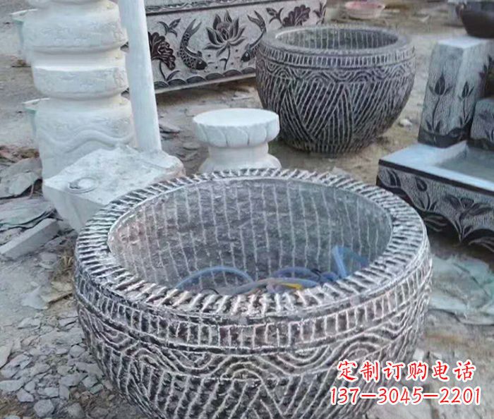 天津仿古招财水缸石雕