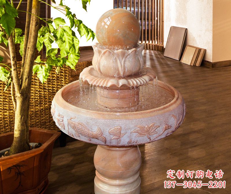 天津浑然天成的风水球石雕