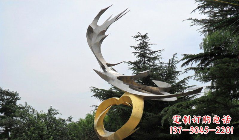 天津精美雕刻石膏抽象凤凰雕塑