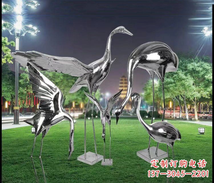 天津大型不锈钢仙鹤雕塑