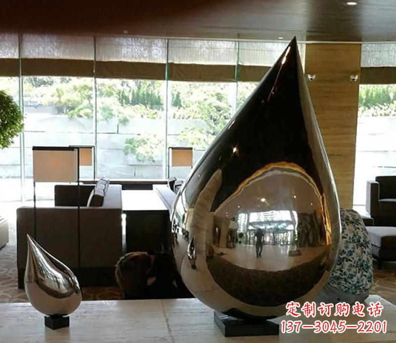 天津公园不锈钢水滴球景观雕塑