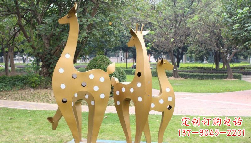 天津彩色不锈钢梅花鹿雕塑