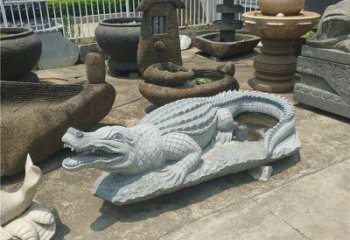 天津精美的鳄鱼花岗岩动物雕塑