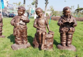 天津优质铜雕 儿童看书人物