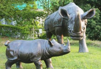 天津犀牛铜雕-公园园林草坪室内外装饰雕塑