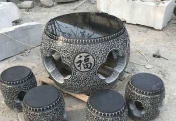 天津特大型福字桌凳石雕