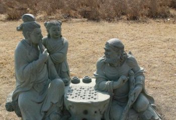 天津公园八仙下棋小品铜雕