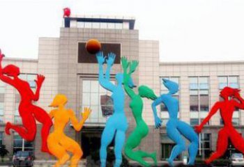 天津激情运动的写照不锈钢女孩打篮球雕塑