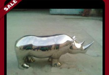 天津犀牛不锈钢雕塑给公园更多抢眼的艺术景观