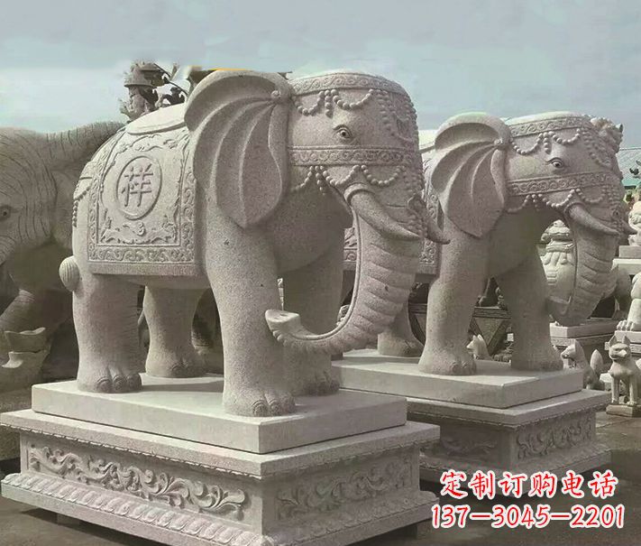 天津精美大象大理石雕塑
