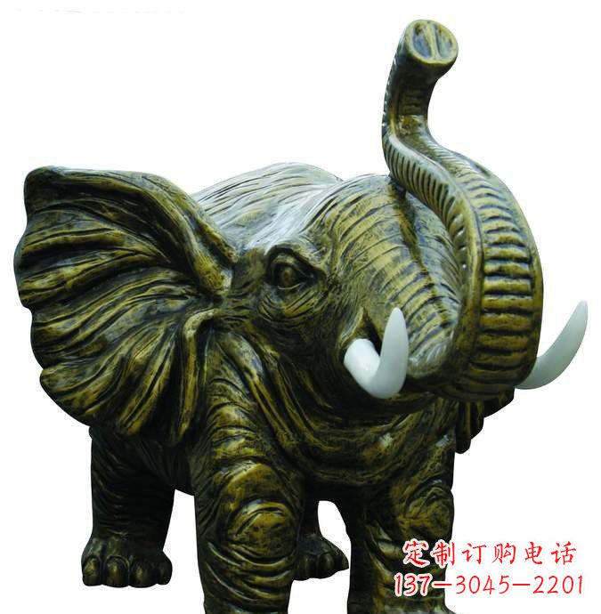 天津公园大象动物铜雕