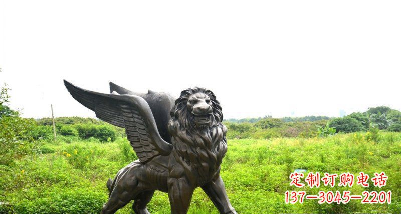 天津公园飞狮动物铜雕