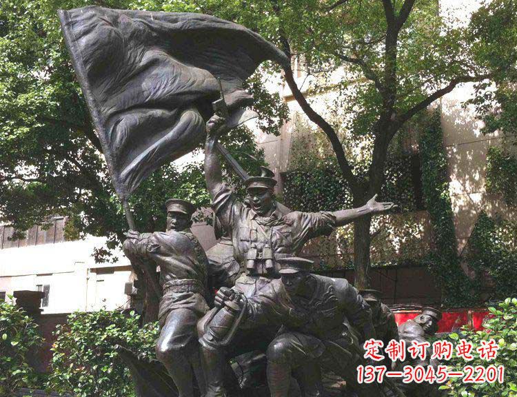 天津公园红军打仗纪念铜雕
