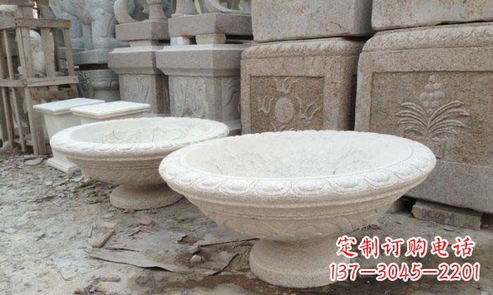 天津细腻雅致的大理石花盆石雕