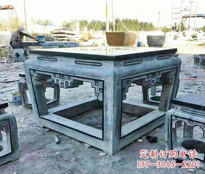 天津公园景观方形石桌凳