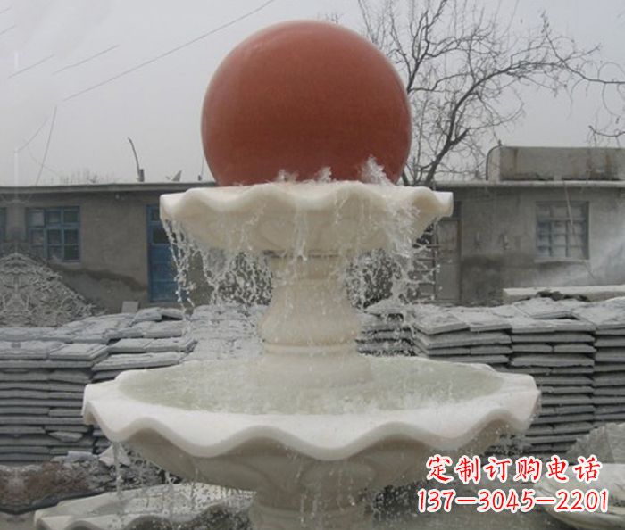 天津公园景观汉白玉风水球喷泉石雕