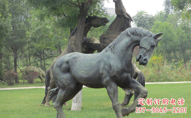 天津公园马动物景观铜雕 (2)