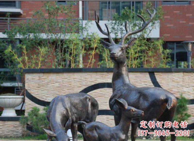 天津古雅优雅的梅花鹿铜雕