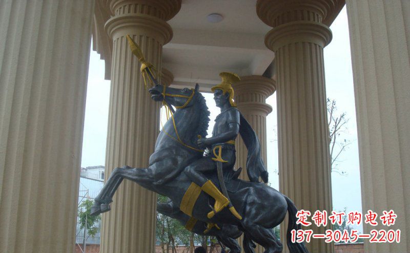 天津公园骑马的罗马士兵人物铜雕