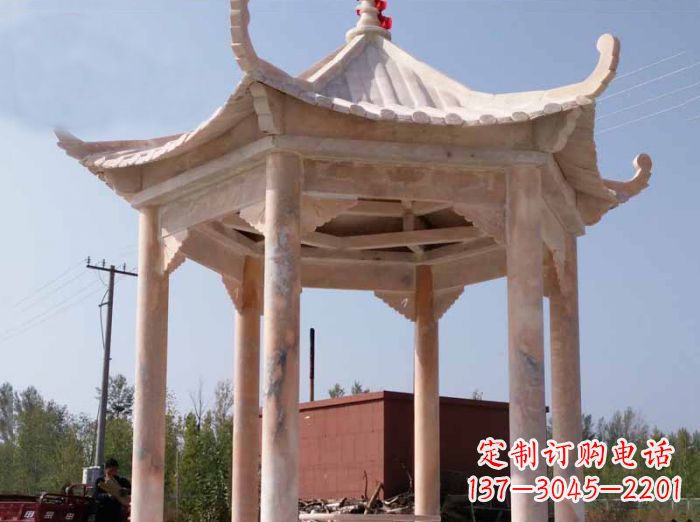 天津红六角凉亭雕塑