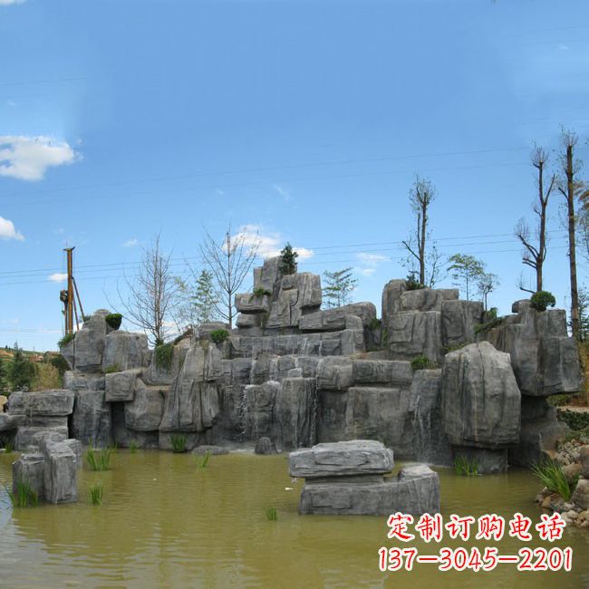 天津公园园林仿真假山流水景观雕塑