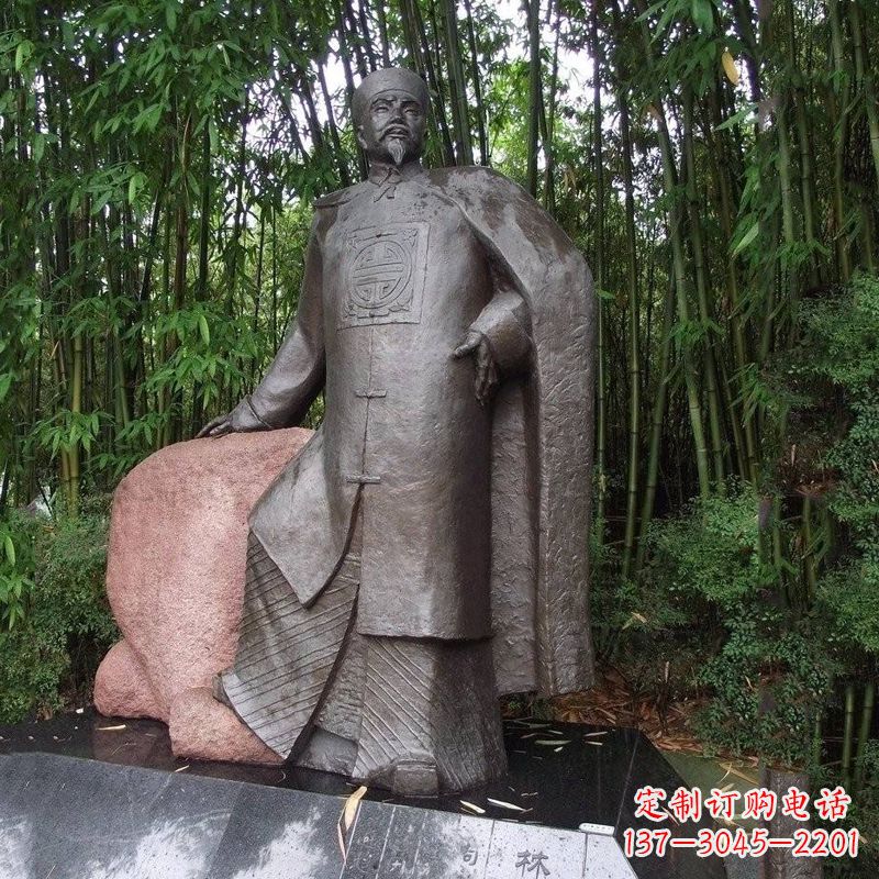 天津公园园林历史人物铜雕像,晚清著名民族英雄林则徐雕像