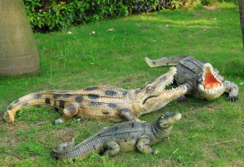 天津可爱的鳄鱼仿真动物雕塑