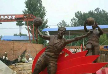 天津公园打篮球玻璃钢仿铜人物雕塑