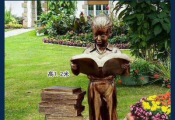 天津西方美女看书人物铜雕塑