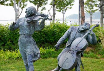 天津双面演奏大提琴&小提琴铜雕塑