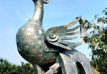 天津公园园林朱雀铜雕景观雕塑