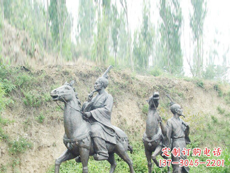 天津古代人物骑马铜雕