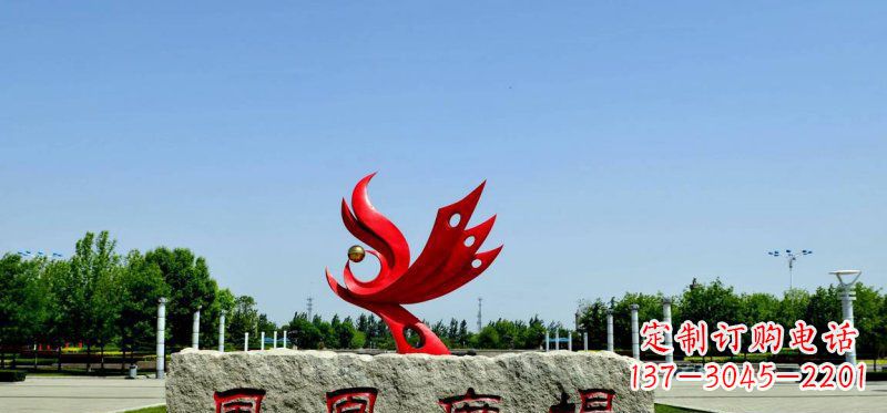 天津广场不锈钢抽象凤凰雕塑 (3)