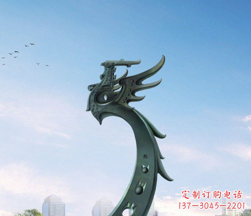 天津中领雕塑|抽象凤凰不锈钢雕塑