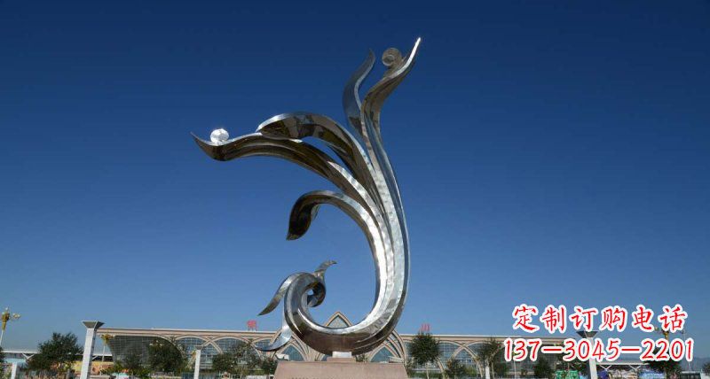 天津优雅迷人的不锈钢抽象凤凰雕塑