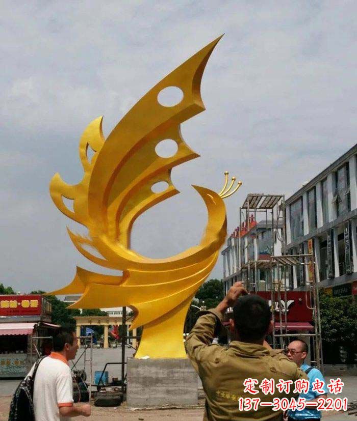 天津精致大气的不锈钢抽象凤凰雕塑