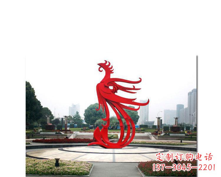 天津古韵雕塑:不锈钢飞翔凤凰雕塑