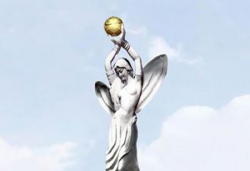 天津精美的不锈钢女人双手捧球雕塑